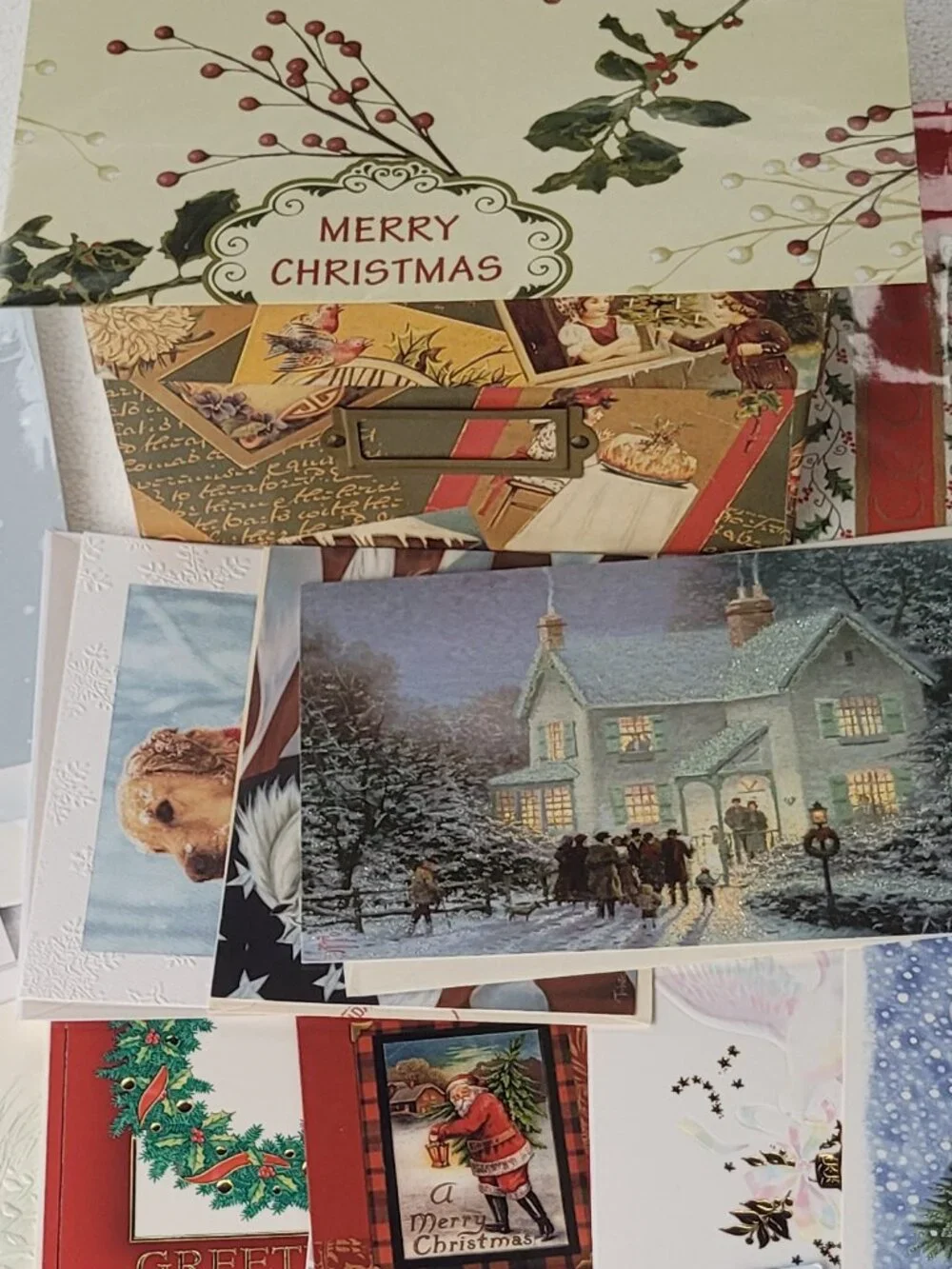 Deluxe Stationery Gift Box w/ Dividers 46 Greeting Cards Wrapping Paper 2 Bags